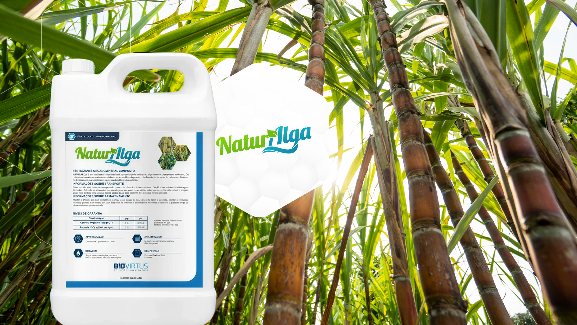 Naturalga — fertilizante organomineral líquido com algas marinhas.